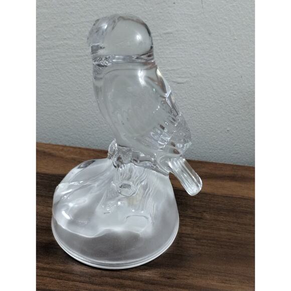 Owl Sitting on Branch Clear Lead Crystal Cristal d'Arques France - Picture 5 of 7